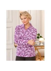 Fleeceshirt Classic Basics "Fleece-Shirt", Damen, Gr. 48, lila (orchidee, violett, bedruckt), 100% Polyester, gemustert, mehrfarbig, Shirts