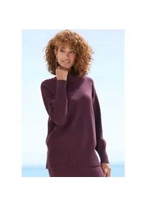 Stehkragenpullover Lascana, Damen, Gr. 36/38, rot (burgunder), Strick, Obermaterial: 50% Viskose, 28% Polyester, 22% Polyamid, unifarben, figurumspielend h&uuml;ftbedeckend, hoch geschlossener Ausschnitt, Pullover Stehkragenpullover, mit breiten Abschl&uuml;ssen, klassischer Strickpullover