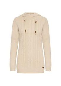 Strickjacke oxmo "Strickpullover OXCable", Damen, Gr. S, beige (cement melange), Obermaterial: 100% Polyacryl PAN., Pullover Strickjacke