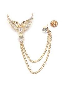 Brosche Firetti "Schmuck Geschenk Ansteckschmuck Gliederkette Fl&uuml;gel glitzernd", gold (gelbgoldfarben,,, kristallwei&szlig;, kristallwei&szlig;), Broschen, Damen, Metall, Brosche, mit Glasstein