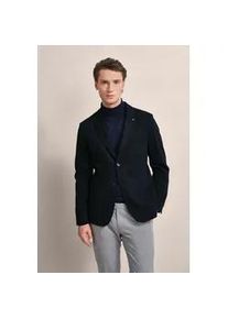 Sakko Bugatti, Herren, Gr. 50, blau (marine), 65% Baumwolle, 35% Polyester, unifarben, normal, Manschette, Sakkos Sakko, mit aufgesetzten Taschen