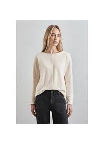 Langarmshirt Street One, Damen, Gr. 46, wei&szlig; (lucid wei&szlig;), Stoff, 98% Polyester, 2% Elasthan, unifarben, normal normal, U-Boot-Ausschnitt, B&uuml;ndchen, Shirts Langarmshirt, mit U-Boot-Ausschnitt