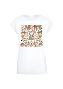 T-Shirt F4NT4STIC "Santas favorite Ho Ho Ho Weihnachten", Damen, Gr. S, wei&szlig;, Obermaterial: 100% Baumwolle, regular fit, Rundhals, ohne B&uuml;ndchen, Shirts T-Shirt, Premium Qualit&auml;t, Weihnachts-Kollection