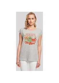 T-Shirt F4NT4STIC "Merry Weihnachten Cozy And Cute", Damen, Gr. 4XL, grau (erdgrau), Obermaterial: 100% Baumwolle, regular fit, Rundhals, ohne B&uuml;ndchen, Shirts T-Shirt, Premium Qualit&auml;t, Weihnachts-Kollection