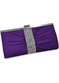 Abendtasche Steuer "Lilafarbene Satin-Optik mit Strassbesatz", Damen, Gr. B/H/T: 120cm, lila, Taschen Abendtasche
