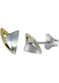 Paar Ohrstecker Vivance "925 Silber zweifarbig Zirkonia", gelb (gelb, wei&szlig;), Ohrringe, Damen, one-size, Silber 925 (Sterlingsilber), Ohrstecker