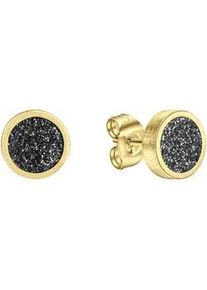 Paar Ohrstecker ZEEme "Edelstahl gelb mattiert Stardust grau", Damen, Gr. one-size, Edelstahl, gelb, Ohrringe