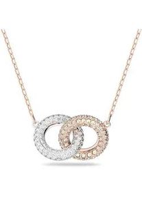 Kette mit Anh&auml;nger Swarovski "Dextera Round", gold (metallfarben, ros&eacute;goldfarben, kristallwei&szlig;, rosa), Halsketten, Damen, Metall, L: 43, mit Swarovski Kristall