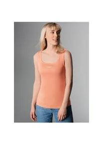 Tanktop TRIGEMA "TRIGEMA Tr&auml;gershirt mit Kristallsteinen", Damen, Gr. L, rot (apricot), Feinripp, 95% Baumwolle, 5% Elasthan, lang, Rundhals, Tops Tanktop