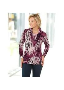 Poloshirt Classic Basics "Shirt", Damen, Gr. 46, lila (malve, beige, bedruckt), 95% Polyester, 5% Elasthan, gemustert, mehrfarbig, Shirts