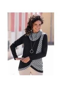 Rollkragenshirt Inspirationen "Rollkragen-Shirt", Damen, Gr. 46, schwarz (schwarz, ecru, bedruckt), 100% Baumwolle, bedruckt, gemustert, mehrfarbig, Shirts