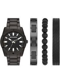 Quarzuhr Skechers "KNURLING BRACELET SET", grau (anthrazit), Armbanduhren, Herren, Quarzuhr, Armbanduhr, Herrenuhr, analog, Leuchtindizes, Geschenkidee