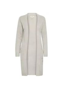 Strickjacke oxmo "Strickjacke OXCABBA", Damen, Gr. S, grau (mid grau), Obermaterial: 100% Polyacryl PAN., Strickjacken Strickjacke