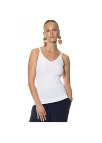 Spaghettitop Mey "Orangic Cotton", Damen, Gr. M, wei&szlig;, Feinripp, Obermaterial: 94% Baumwolle, 6% Elasthan, schmal h&uuml;ftbedeckend, tiefer V-Ausschnitt, Tops, V-Ausschnitt, Baumwollmischung, atmungsaktiv, Feinripp