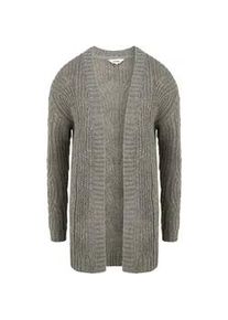 Strickjacke oxmo "Strickjacke OXClea", Damen, Gr. L, grau (medium grau melange), Obermaterial: 70% Polyacryl PAN. 20% Polyamid PA. 10% Wolle WO., Strickjacken Strickjacke