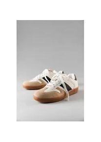 Sneaker ANISTON SHOES, Damen, Gr. 37, beige (wei&szlig;, beige, schwarz), Lederimitat, Schuhe Skaterschuh Sneaker low Retrosneaker, Freizeitschuh, Halbschuh, Schn&uuml;rschuh - NEUE KOLLEKTION