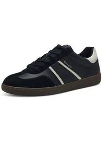 Plateausneaker Tamaris, Damen, Gr. 42, schwarz (schwarz, kombiniert), Leder, Lederimitat, unifarben mit Farbeinsatz, Schuhe Plateausneaker, Freizeitschuh, Halbschuh, Schn&uuml;rschuh mit gepolstertem Schaftrand