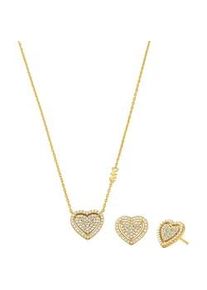 Ohrring und Ketten Set Michael Kors "Mulitpack Schmuck Silber 925 Premium Kors Love Herz", gold (gelbgoldfarben, kristallwei&szlig;, kristallwei&szlig;), Schmuck_Sets, Damen, Silber 925 (Sterlingsilber), glitzernd, gl&auml;nzend, mit Zirkonia (synth.)