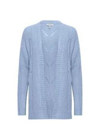 Strickjacke oxmo "Strickjacke OXClea", Damen, Gr. L, blau (sky blau), Obermaterial: 70% Polyacryl PAN. 20% Polyamid PA. 10% Wolle WO., Strickjacken Strickjacke