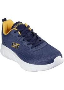 Sneaker Skechers "Bobs SportTM B Flex &ndash; Chill Edge", Herren, Gr. 45, blau (navy, orange), Lederimitat, Mesh, kontrastfarbene Details, Schuhe Sneaker, Chunky Sneaker, Schn&uuml;rschuhe in veganer Verarbeitung