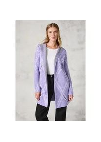Cardigan Cecil, Damen, Gr. L (42), lila (lila melange), Stoff, 42% Polyacryl, 31% Polyester, 27% Baumwolle, bedruckt, normal kniefrei, ohne Ausschnitt, B&uuml;ndchen, Strickjacken, mit grafischem Muster