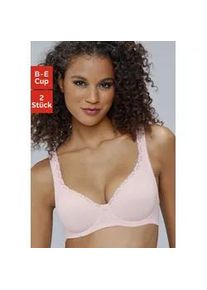 T-Shirt-BH Petite Fleur, Damen, Gr. 90, Cup B, rosa (puder, schwarz), Jersey, Obermaterial: 85% Baumwolle, 10% Polyamid, 5% Elasthan, BHs BH B&uuml;gel-BH Dirndl-BH T-Shirt-BH, mit ungef&uuml;tterten, nahtlosen Cups, aus Baumwollqualit&auml;t