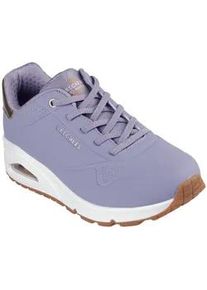 Slip-On Sneaker Skechers "UNO SHIMMER AWAY", Damen, Gr. 36, lila (lila, metallic), Lederimitat, Schuhe Sneaker, Slipper, Freizeitschuh, Plateausneaker mit modischem Keilabsatz, Topseller