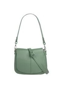 Umh&auml;ngetasche CLUTY, Damen, Gr. B/H/T: 23cm x 18cm x 8cm onesize, gr&uuml;n, Leder, leicht gl&auml;nzend, unifarben, Taschen Umh&auml;ngetasche, echt Leder, Made in Italy