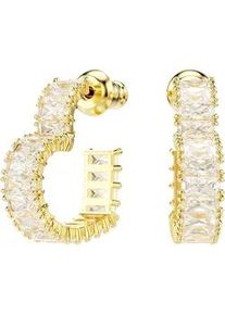 Paar Creolen Swarovski "Schmuck Geschenk Matrix Ohrringe Herz", gelb (gelbgoldfarben, metallfarben, kristallwei&szlig;, kristallwei&szlig;), Ohrringe, Damen, Metall, mit Swarovski Zirkonia (synth.) - Einh&auml;nger abnehmbar