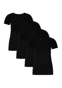 Unterhemd Bamboo basics "T-Shirt KATE 4er Pack", Damen, Gr. M, N-Gr, schwarz, Obermaterial: 68% Viskose CV. 28% Baumwolle CO. 4% Elasthan EL., Unterhemden Unterhemd