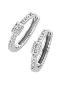 Paar Creolen Luigi Merano "mit Zirkonia, Gold 375", silber, Ohrringe, Herren, Wei&szlig;gold 375