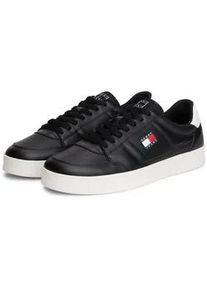 Tommy Hilfiger Sneaker TOMMY JEANS "TJM THE GREENWICH NEW ESS", Herren, Gr. 46, schwarz-wei&szlig; (schwarz, wei&szlig;), Leder, Textil, Schuhe Sneaker, Freizeitschuh, Halbschuh, Schn&uuml;rschuh im Basekt-Style