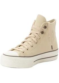 Sneaker Converse "CHUCK TAYOR ALL STAR LIFT PLATFORM WEATHERIZED LEATHER", Damen, Gr. 36, beige (miso glaze, truffle, egret), Leder, Schuhe Sneaker