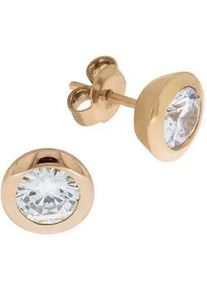 Paar Ohrstecker Vivance "925 Sterling Silber rotvergoldet Zirkonia rund", rosa (rosa, wei&szlig;), Ohrringe, Damen, one-size, Silber 925 (Sterlingsilber)