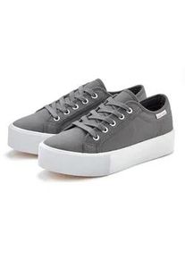 Sneaker Lascana, Damen, Gr. 37, grau (anthrazit), Obermaterial: 100% Textilmaterial. Decksohle: 100% Textilmaterial. Futter: 100% Textilmaterial. Laufsohle: 100% Synthetik, unifarben, Schuhe Sneaker, Schn&uuml;rhalbschuh, Freizeitschuh aus Textil mit Plateausohle, Topseller