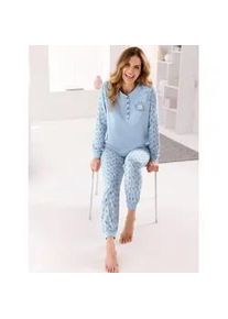 w&auml;schepur Schlafanzug W&Auml;SCHEPUR, Damen, Gr. 48/50, blau (hellblau, mittelblau, bedruckt), 100% Baumwolle, Homewear-Sets Schlafanzug