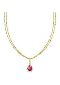 Kette mit Anh&auml;nger Thomas Sabo "Vintage Romance" Gr. 45, bunt (gelbgoldfarben, rot, wei&szlig;), Halsketten, Damen, 45, Silber 925 (recycelt), B: 8,7mm, mit Saphir (synth.), Zirkonia (synth.), B:8,7mm