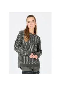 Strickpullover WHISTLER "Borge", Damen, Gr. 38, grau (dunkelgrau, meliert), 70% Polyacryl, 30% Wolle, bedruckt, normal, Rundhals, Pullover Strickpullover, aus stilvollem und w&auml;rmendem Strick