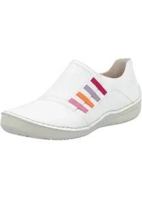 Slipper Rieker, Damen, Gr. 37, wei&szlig;, Lederimitat, kontrastfarbene Details, Schuhe Slipper, Slip-on Sneaker, Schlupfschuh, Halbschuh mit weicher Innnensohle