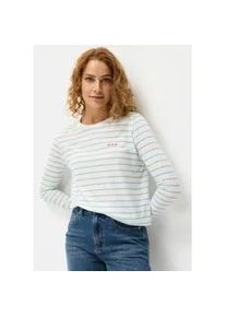 Langarmshirt Lascana, Damen, Gr. 36/38, blau (wei&szlig;, hellblau), Web, Obermaterial: 50% Baumwolle, 50% Polyester, gestreift, figurumspielend h&uuml;ftlang, Rundhals, Shirts Langarmshirt