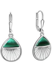 Paar Ohrh&auml;nger ZEEme "925/- Sterling Silber rhodiniert Malachit", wei&szlig; (wei&szlig;, gr&uuml;n), Ohrringe, Damen, one-size, Silber 925 (Sterlingsilber)