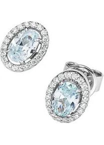 Paar Ohrstecker "Ziersteine, Zirkonia wei&szlig;, Silber 925", blau (hellblau), Giorgio Martello MILANO, Ohrringe, Damen, Silber 925 (Sterlingsilber)