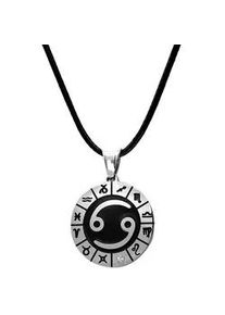 Kette mit Anh&auml;nger Firetti "Schmuck Geschenk Edelstahl Leder Halsschmuck Halskette Sternzeichen", wei&szlig; (silberfarben, schwarz, kristallwei&szlig;), Halsketten, Damen, Krebs, Edelstahl Leder, L: 80 B: 2mm, Edelstahl, Leder, Made in Germany - mit Similistein, B:2mm