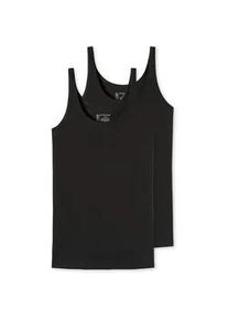 Unterhemd Schiesser "T-Shirt 2er Pack", Damen, Gr. L, N-Gr, schwarz, Obermaterial: 95% Baumwolle CO. 5% Elasthan EL., Unterhemden Unterhemd