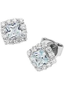 Paar Ohrstecker "Ziersteine, Zirkonia wei&szlig;, Silber 925", blau (hellblau), Giorgio Martello MILANO, Ohrringe, Damen, Silber 925 (Sterlingsilber)