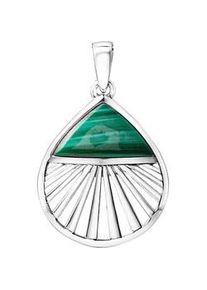 Kettenanh&auml;nger ZEEme "925/- Sterling Silber rhodiniert Malachit", wei&szlig;, Schmuckanh&auml;nger, Damen, one-size, Silber 925 (Sterlingsilber), 2,3 g, Kettenanh&auml;nger