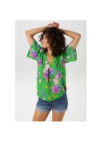 Schlupfbluse Aniston CASUAL, Damen, Gr. 42, gr&uuml;n (gr&uuml;n, blau, hellblau, pink, rosa, ros&eacute;, malve, lavendel, flieder, lila, orange, braun, hellgr&uuml;n), Web, Obermaterial: 100% Viskose, bedruckt, gebl&uuml;mt, figurumspielend h&uuml;ftlang, V-Ausschnitt, weit, Blusen Schlupfbluse, mit farbharmonischem Blumendruck