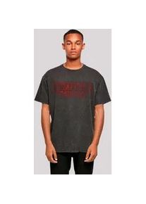 T-Shirt F4NT4STIC "Stranger Things Glow Logo Netflix TV Series", Damen, Gr. 4XL, schwarz, Obermaterial: 100% Baumwolle, oversize, Rundhals, ohne B&uuml;ndchen, Shirts T-Shirt, Premium Qualit&auml;t