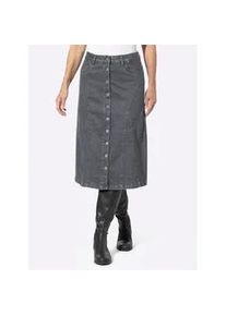Jeansrock Inspirationen, Damen, Gr. 20, grau (grau, denim), 98% Baumwolle, 2% Elasthan, unifarben, wadenlang, R&ouml;cke Jeansrock