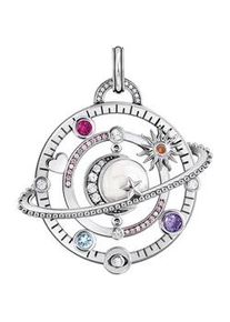 Kettenanh&auml;nger Thomas Sabo "Schmuck Silber 925 Anh&auml;nger Planetenring mit Umlaufbahnen", bunt (silberfarben, schwarz, wei&szlig;, kristallwei&szlig;, pink violett, orange, rot, hellblau, wei&szlig;, kristallwei&szlig;, pink violett, orange, rot, hellblau), Schmuckanh&auml;nger, Damen, Silber 925 (recycelt), 10,52 g, Kettenanh&auml;nger, mit Glas-Keramik Stein, Zirkonia, Korund und Spinell (synth.)